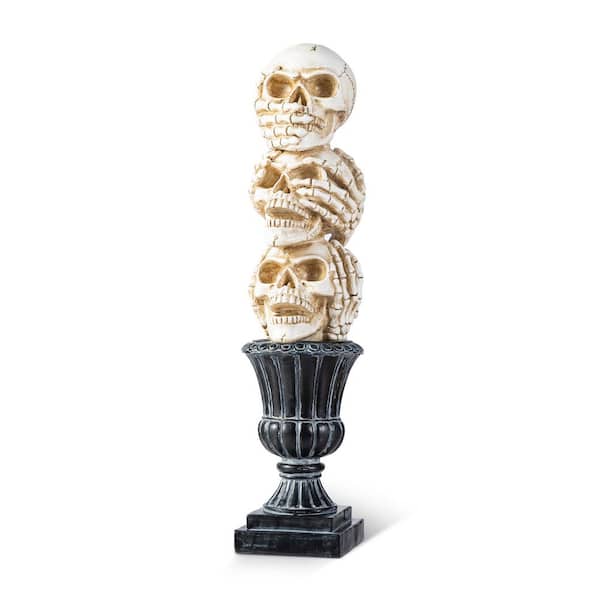 18 in. H Halloween Resin Stacked Skull Table Decor