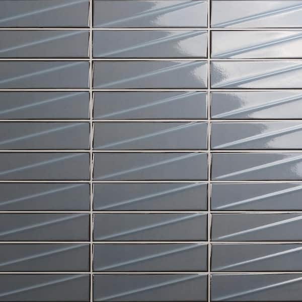 Ivy Hill Tile Rhythm Misty Gray 2.99 in. x 12 in. Glossy Ceramic Subway Wall Tile (4.99 sq. ft./Case)