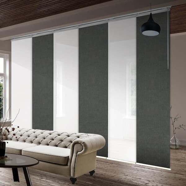 EMOH 6-Panel Light Filtering Single Rail Panel 70 in. -130 in. W x 94 in. H, Panel Width 23.5 in., Granite Gossamer
