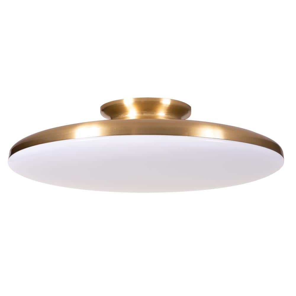 Skye 15'' Satin Brass Art Deco LED Flush Mount Ceiling Light