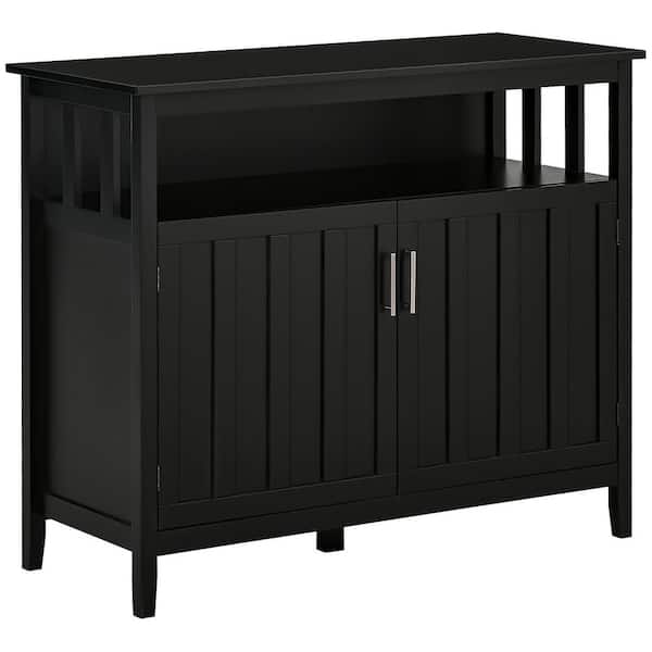 Tileon Kitchen Pantry Organizer, Sideboard, Buffet Cabinet with 2-Doors and Adjustable Shelves for Dining Room in Black