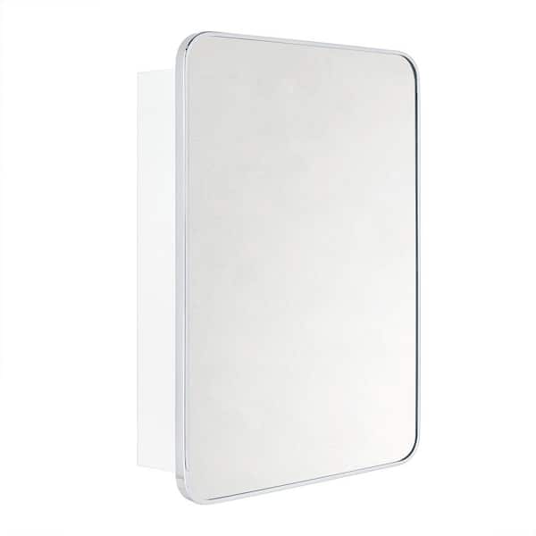 Garnes 24 in. W x 36 in. H Rectangular Recessed or Surface Mount Metal Framed Medicine Cabinet with Mirror in chrome
