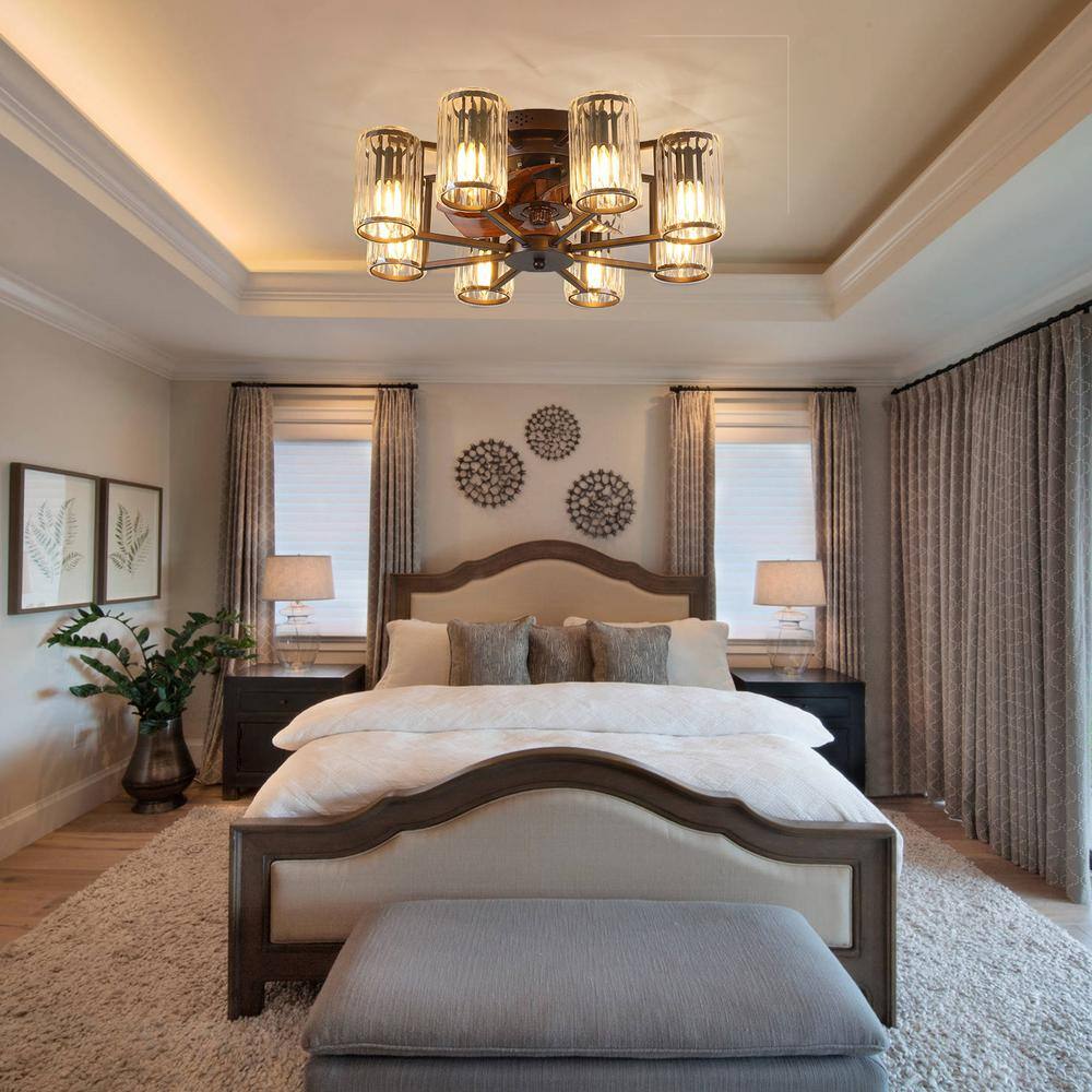 22'' Bronze Low Profile Ceiling Fan with Glass Shades