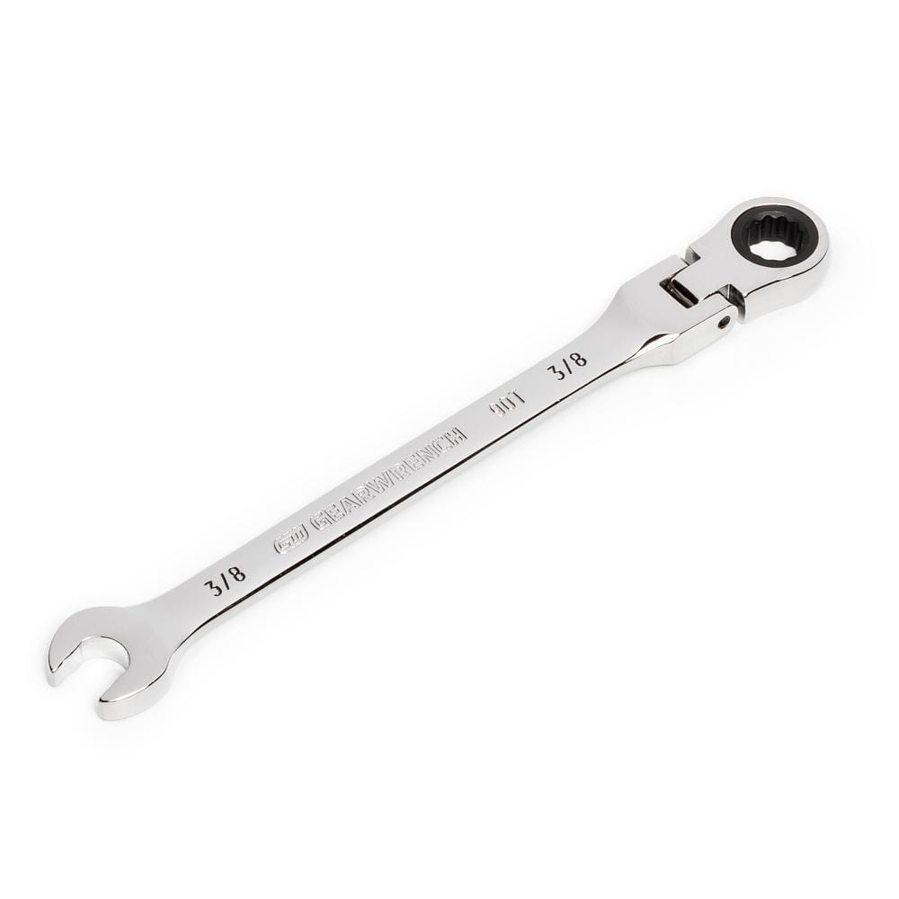 GEARWRENCH 3/8 in. SAE 90-Tooth Flex Head Combination Ratcheting Wrench ...