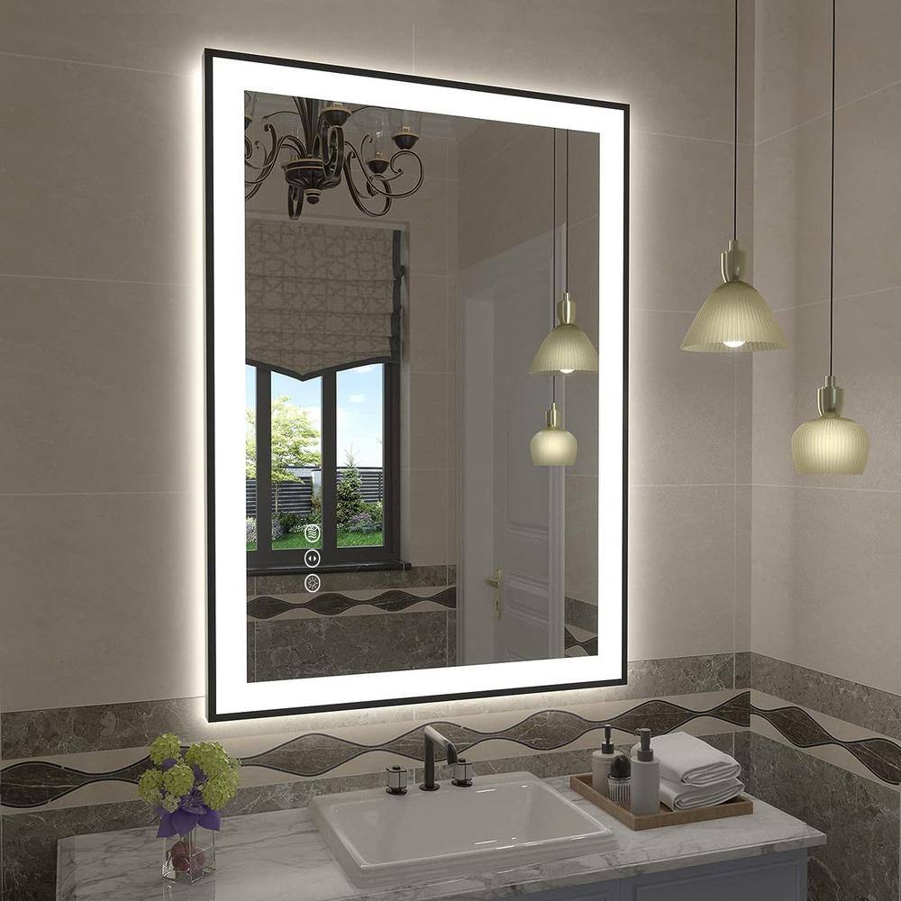 Apmir 28 in. W x 36 in. H Rectangular Space Aluminum Framed Dual Lights
