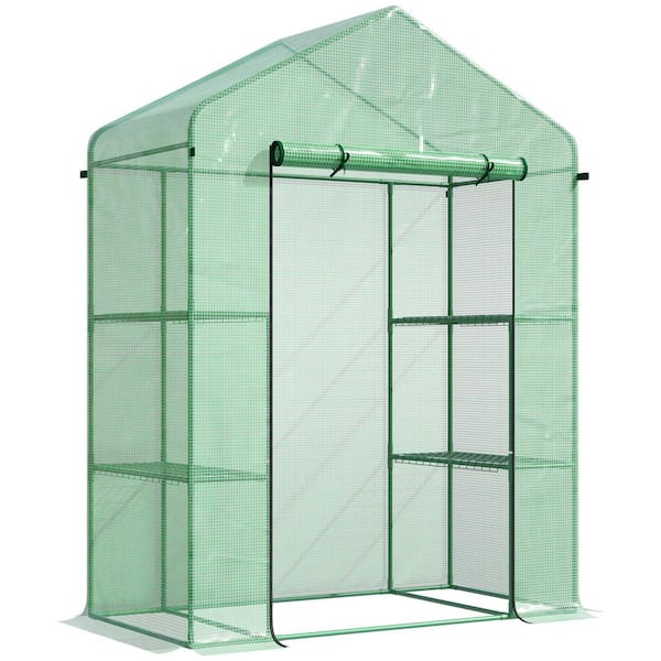 Otryad 56 in. W x 29 in. D x 77 in. H Portable Greenhouse with PE Cover Roll-Up Door and 3 Tier Shleves for Backyard Garden