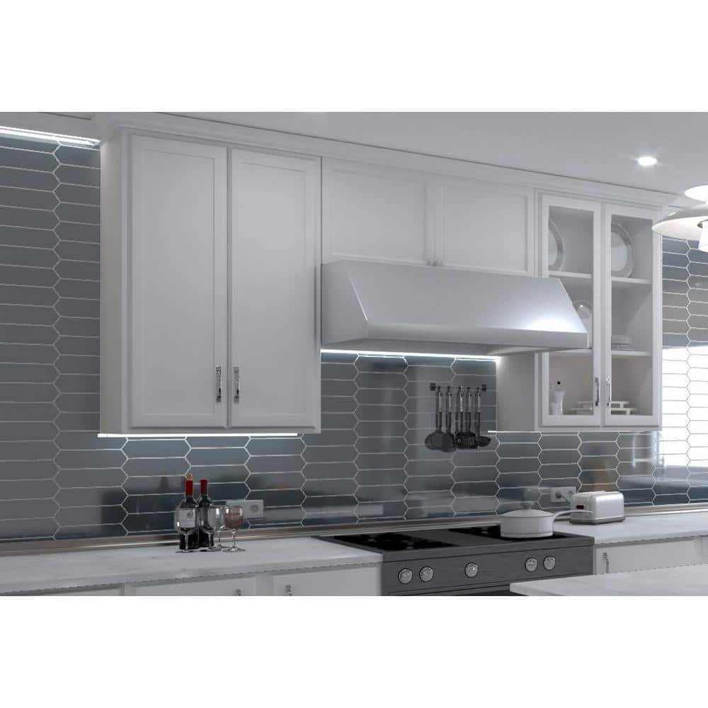 Ergo 3" x 10" Blue Glass Hexagonal Subway Tile
