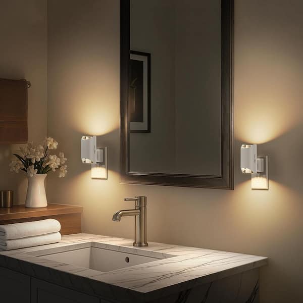 White Dimmable LED Night Lights Plug into Wall-3000K Soft White with Dusk to Dawn Sensor for Bedroom and Hallway(2-Pack)