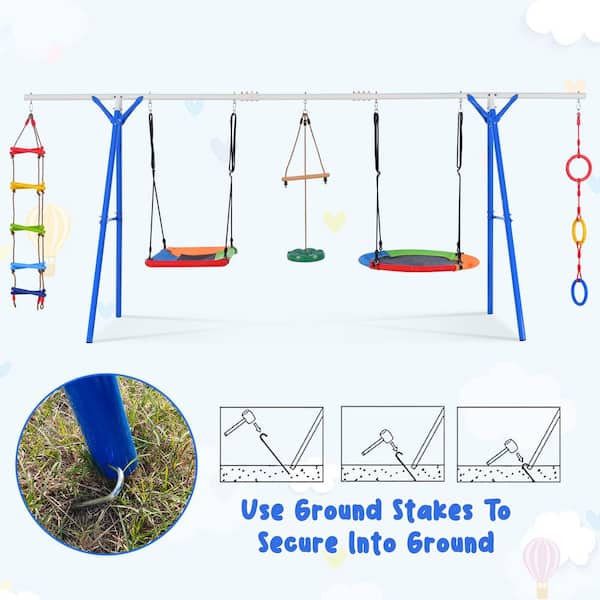Bon Furni 5 in 1 Metal Frame Outdoor Swing Playset Small