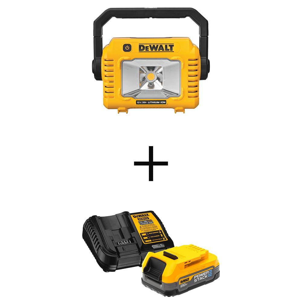 DEWALT 20V MAX Lithium-Ion Cordless Compact Task Light with POWERSTACK 1.7 Ah Battery Pack and Charger -  DCL077BWCBP034C