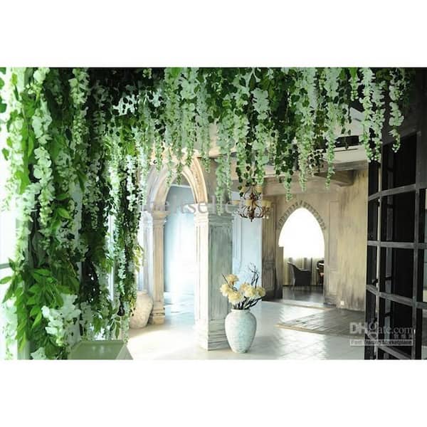 Ejoy 45 in. Artificial Silk White Wisteria Mixed Flower Vines (Set of 24-Piece)