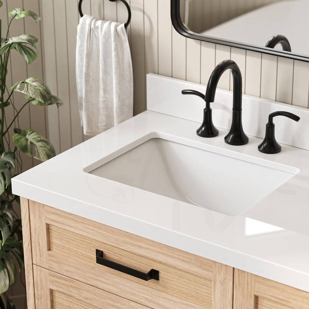 Monroe 67" Light Oak Double Vanity with White Quartz Top