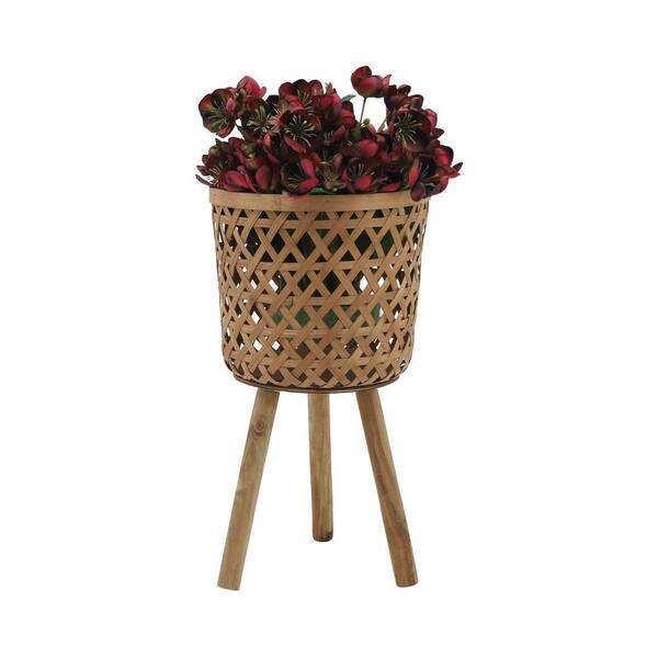 HOTEBIKE 11 in./13 in./15 in. Natural Brown Bamboo Planters (Set of 3)