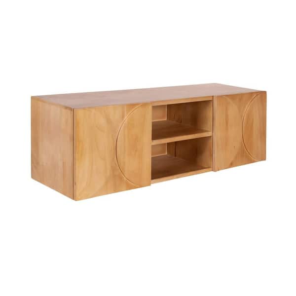 Townsend 36 in. W x 12 in. D Natural Wood Decorative Wall Shelf Cabinet