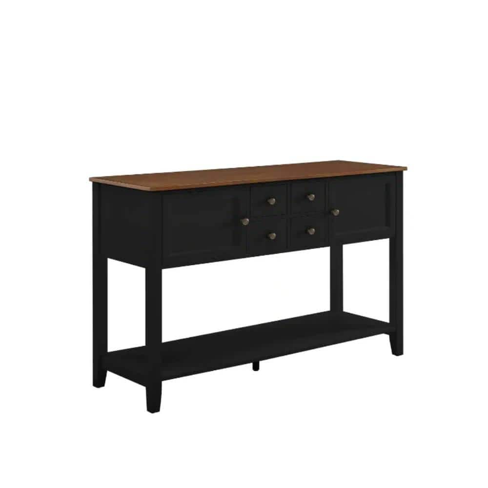 Black Sideboard Buffet Storage Cabinet with Storage Drawers and Large ...