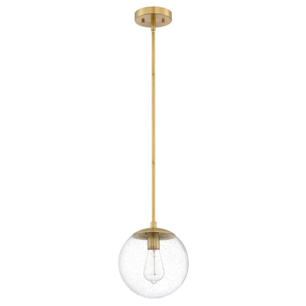Design House Gracelyn Modern 1-Light Satin Gold Indoor Dimmable Pendant with Clear Seedy Glass Globe Shade