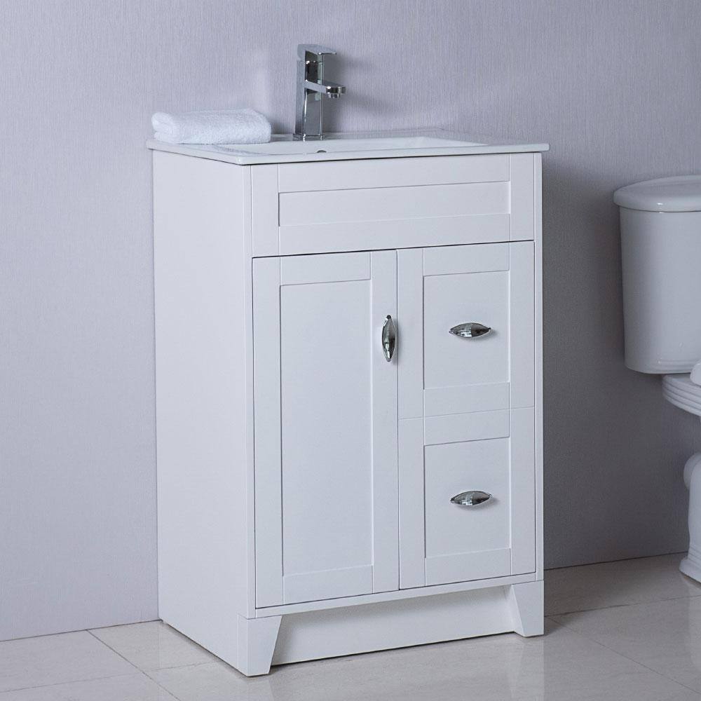 White Freestanding Single Sink Vanity with Chrome Hardware