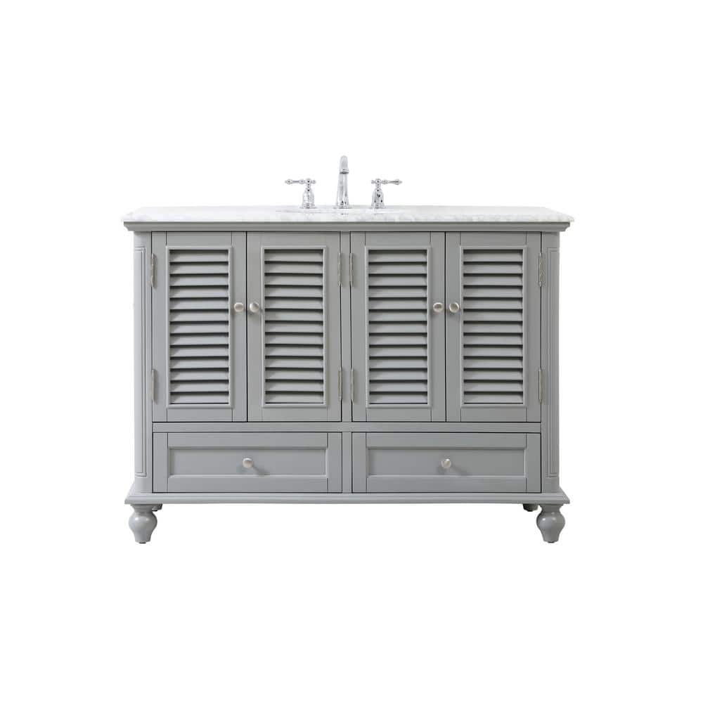 Simply Living 48 in. Single Bathroom Vanity in Grey with Marble Vanity Top 