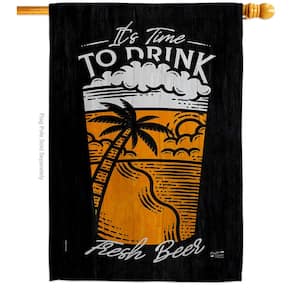 28 in. x 40 in. Time To Drink House Flag Double-Sided Readable Both Sides Beverages Happy Hour Decorative