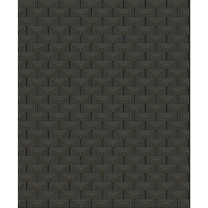 Boutique Collection Black Metallic Geometric Key Non-pasted Paper on Non-woven Wallpaper Roll