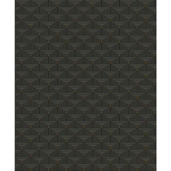 Unbranded Boutique Collection Black Metallic Geometric Key Non-pasted Paper on Non-woven Wallpaper Sample