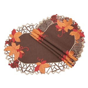 0.1 in. H x 13 in. W x 19 in. D Harvest Hues Embroidered Cutwork Fall Placemats (Set of 4)