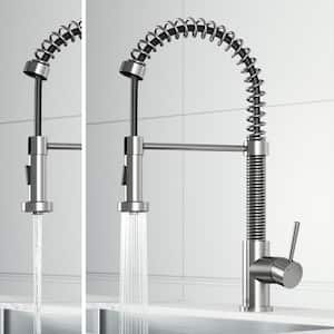 Edison Single Handle Pull-Down Sprayer Kitchen Faucet in Stainless Steel