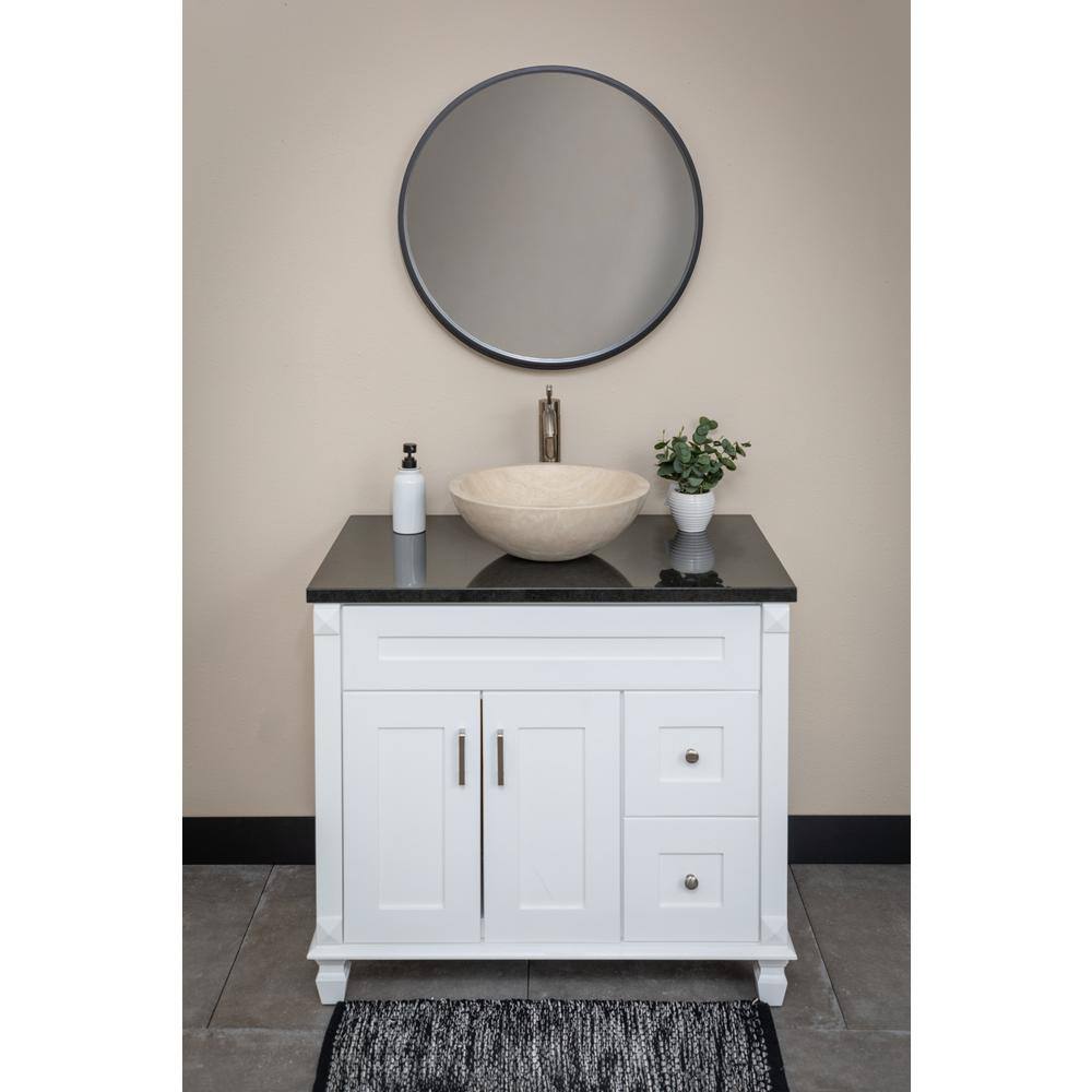 Beige Travertine Stone Circular Bathroom Sink, 16.5"