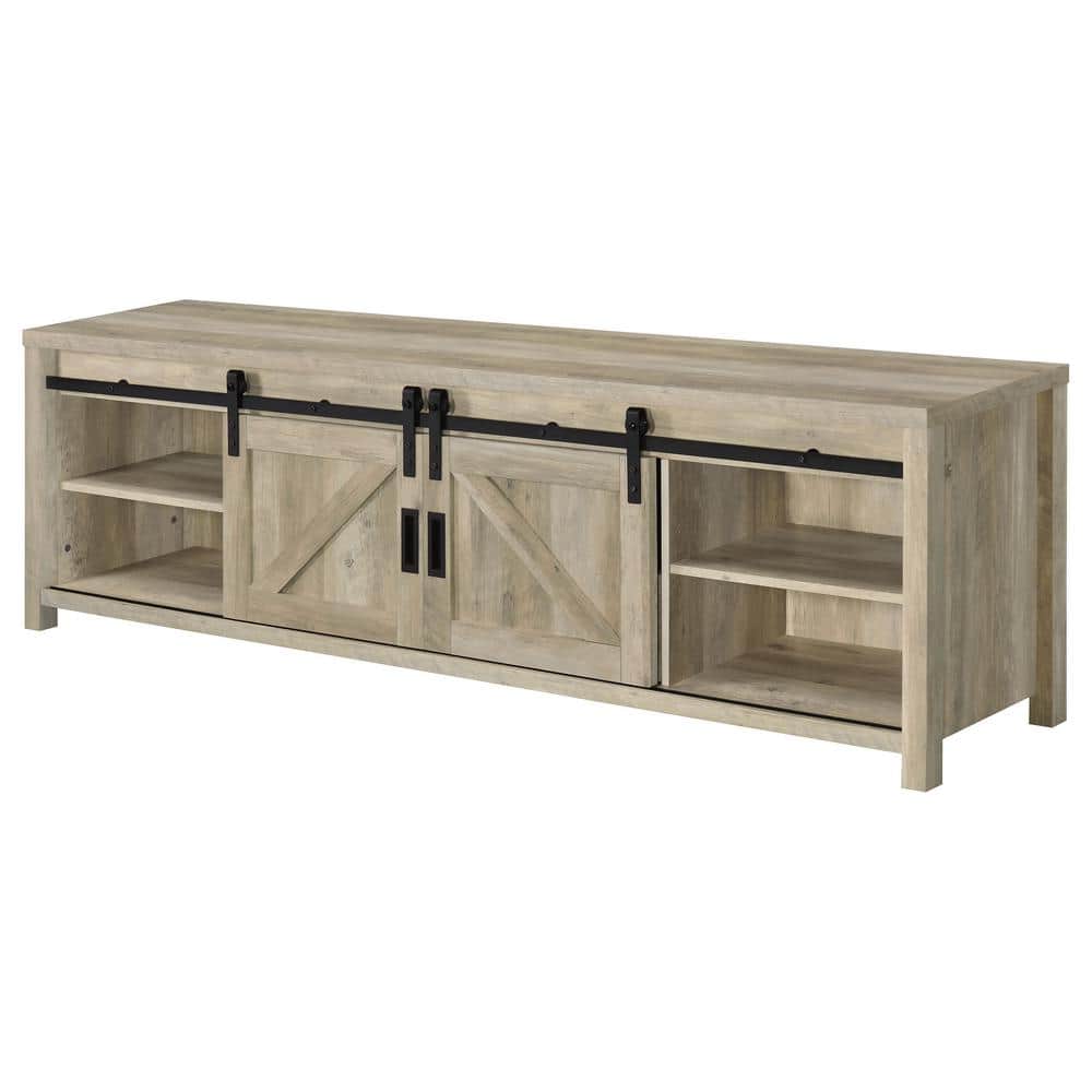 Madra Light Brown Pine TV Console with Sliding Doors