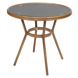 Brown Round Aluminum Outdoor Dining Table