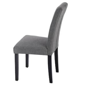 Upholstered Dining Chairs Set, Modern Fabric and Solid Wood Legs and High Back for Kitchen/Living Room, Gray Set of 6