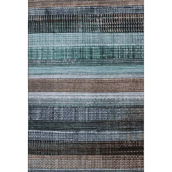 Mayfield Premium Machine Washable Abstract AMF1873 Teal 8 ft. x 10 ft. Area Rug
