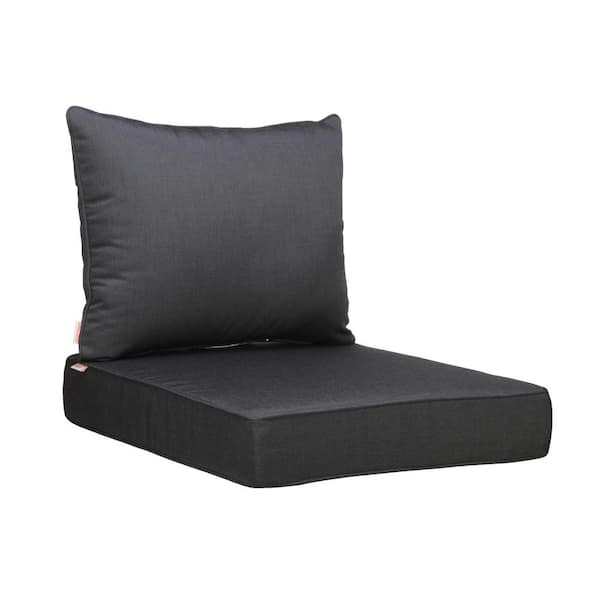 Uixe 22.5 in. x 24.5 in. 19 in. x 22.5 in. 2-Piece Deep Seat Rectangle Outdoor Lounge Chair Cushion/Throw Pillow Set in Gray