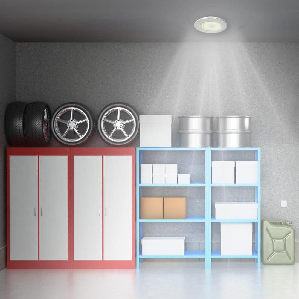 White Motion-Activated Rechargeable LED Ceiling Light with Remote