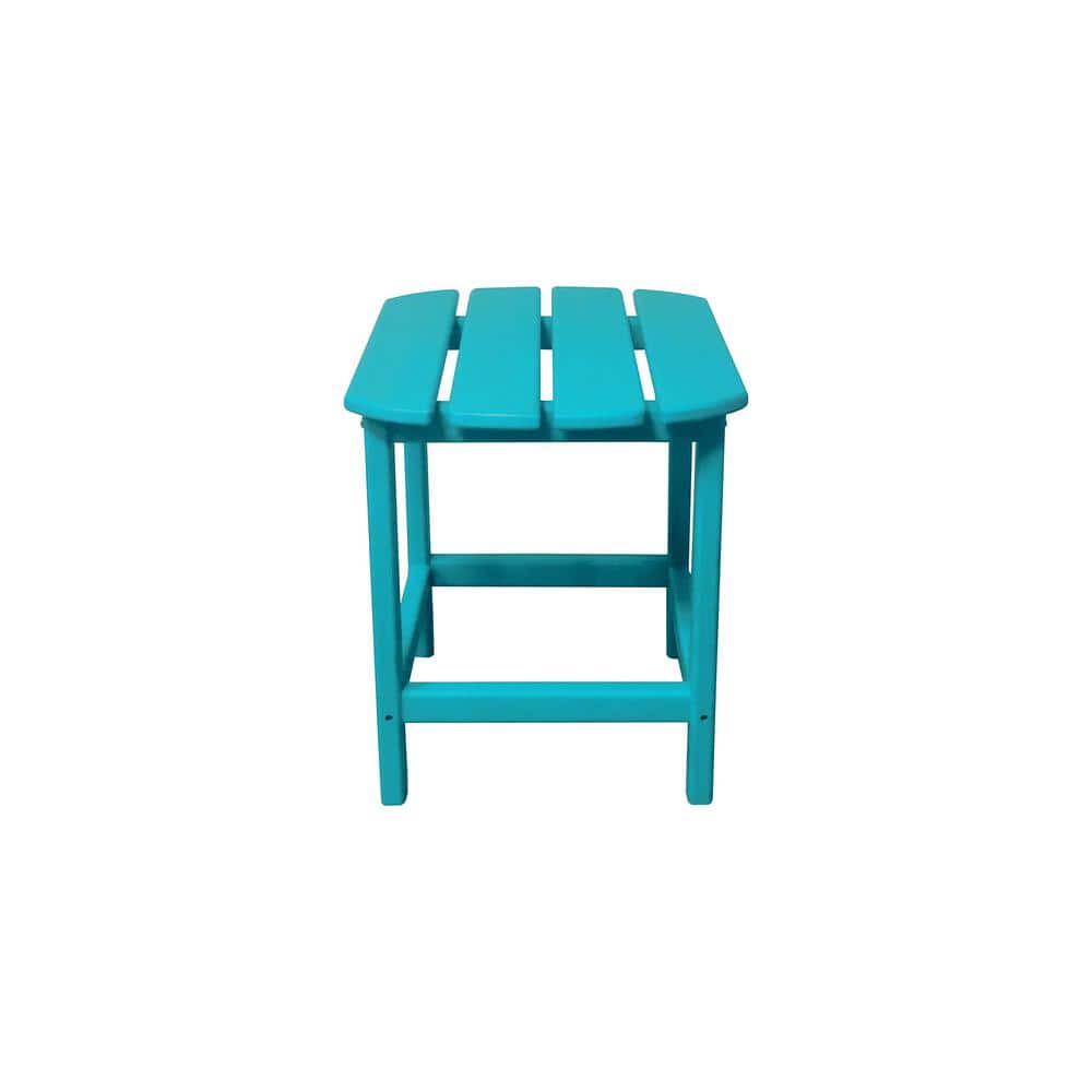 Seafoam Blue Oval Plastic Outdoor End Table
