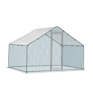 6.5 ft x 10 ft Large Metal Chicken Run House with Waterproof Cover Chicken Coop