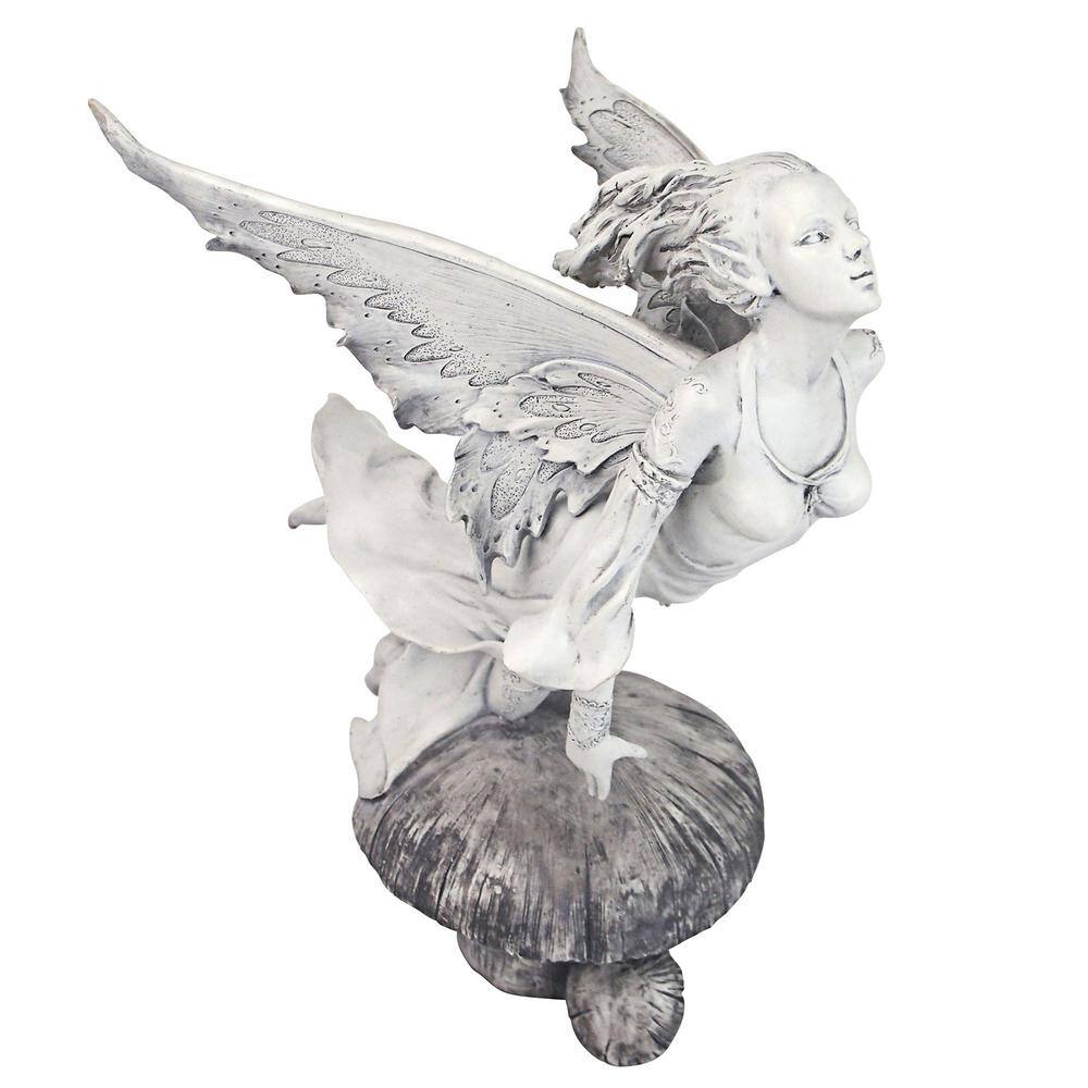 Off-White Hand-Painted Resin Garden Fairy Statue, 11 Inches