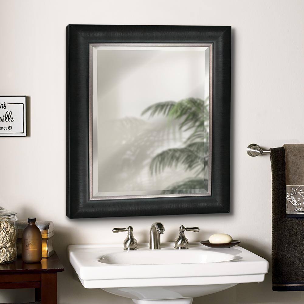 Alderton Transitional Black and Silver Beveled Wall Mirror - 34.5" x 28.5"