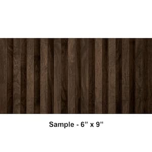 Take Home Sample - Medium Slats 1/2 in. x 0.5 ft. x 0.75 ft. Walnut Glue-up Foam Wood Slat Wall(1 Piece/0.375 sqft)