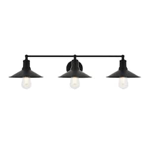 Timeless Home Ellen 33.1 in. W x 5.8 in. H 3-Light Black Wall Sconce