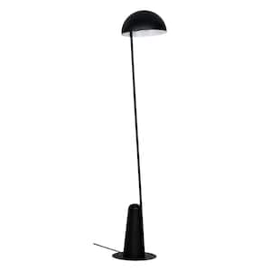 Aranzola 11.81 in. W x 64.50 in. H Black 1-Light Standard Floor Lamp for Living Room with Black Metal Dome Shade