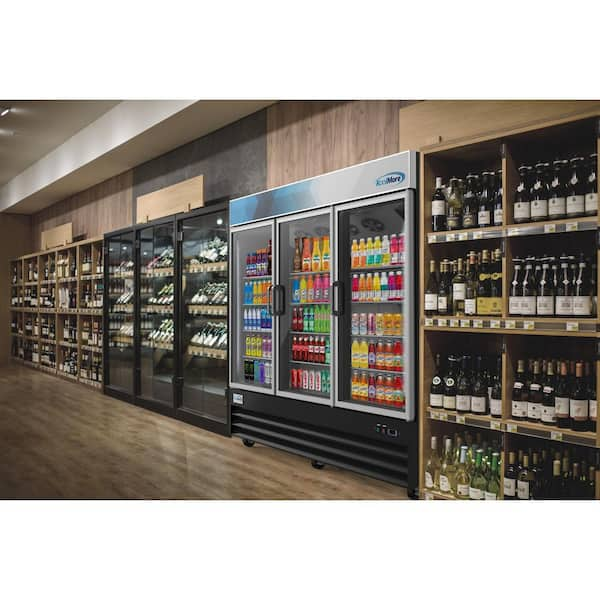 Koolmore 45 in. W 35 Cu. ft. Commercial Upright Display Refrigerator with 2 Swing Glass Door Beverage Cooler in Black