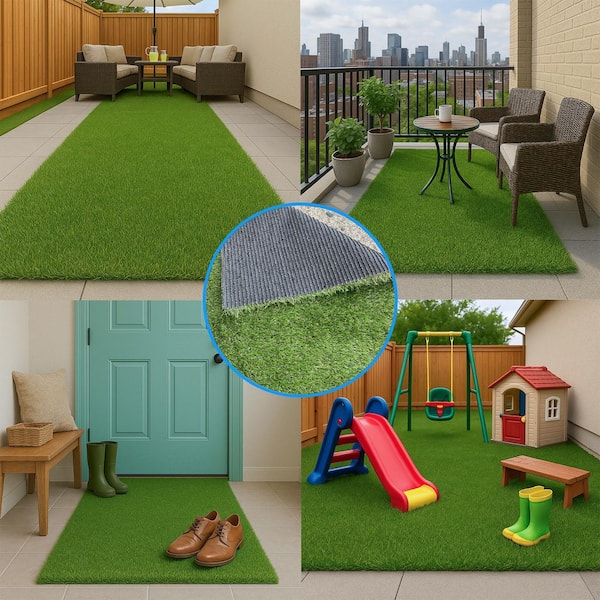 Soft Artificial Grass Rug-Drainage-Backed for Indoor/Outdoor-78" Wide x Custom Lengths up to 20ft for Patios & Decks