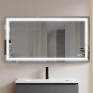 54.7 in. W x 29.5 in. H Large Rectangular Frameless LED Light Anti-Fog Wall Mount Bathroom Vanity Mirror