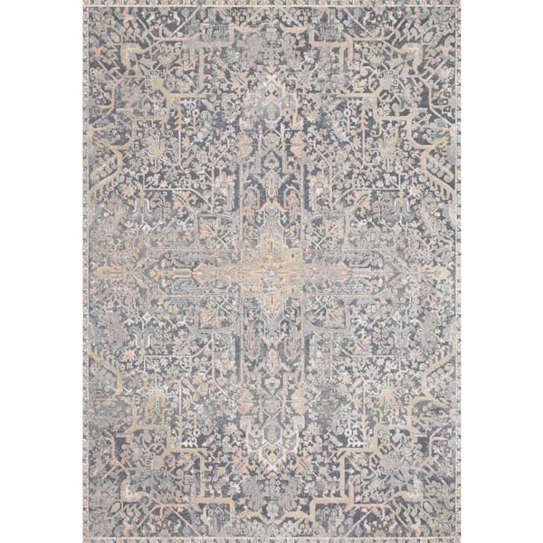 LOLOI II Lucia Charcoal/Multi 6 ft. 8 in. x 8 ft. 8 in. Transitional Polypropylene/Polyester Pile Area Rug