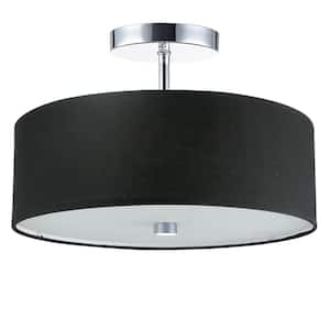 5.5 in. H 3-Light Polished Chrome Semi-Flush Mount with Laminated Fabric Shades