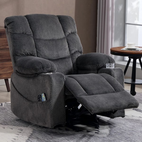 aisword Grey Velvet Power Lift Recliner Chair for Elderly with