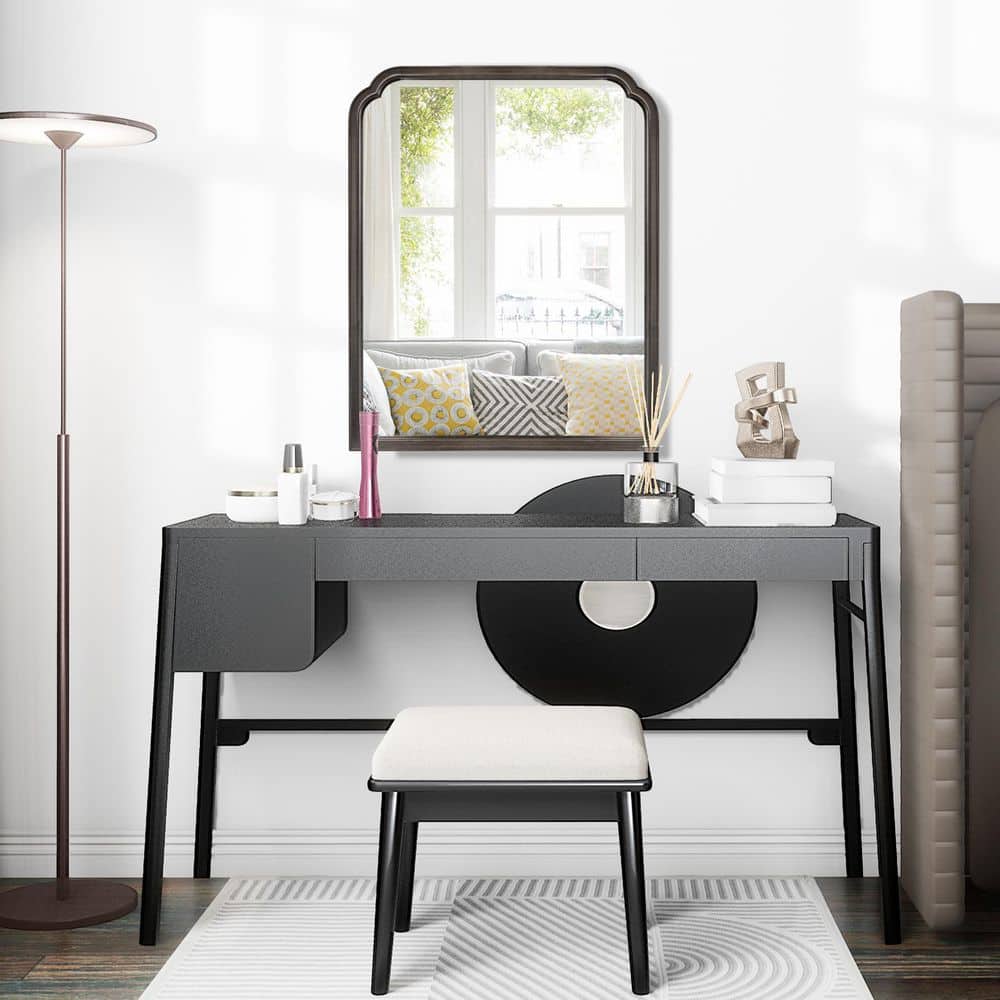Black 16 in. W x 20 in. H Farm Rectangle Wood Framed Mirror for Living Room price history on PriceWatchPro