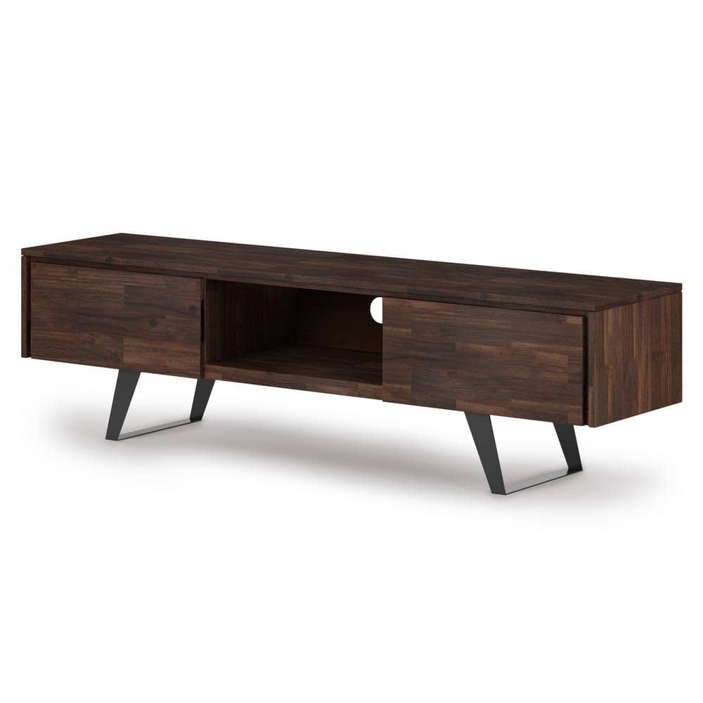 Lowry 72 Inch Distressed Charcoal Brown Acacia TV Media Stand