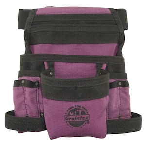 Purple Canvas 10-Pocket Finisher Tool Pouch with Belt